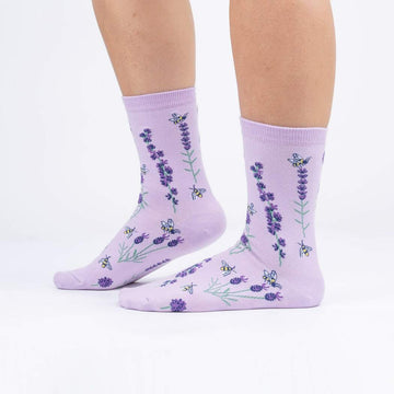 Women's Crew Sock - Bees And Lavender